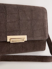 Chocolate Brown Leather Cross Body Bag - Image 3 of 5