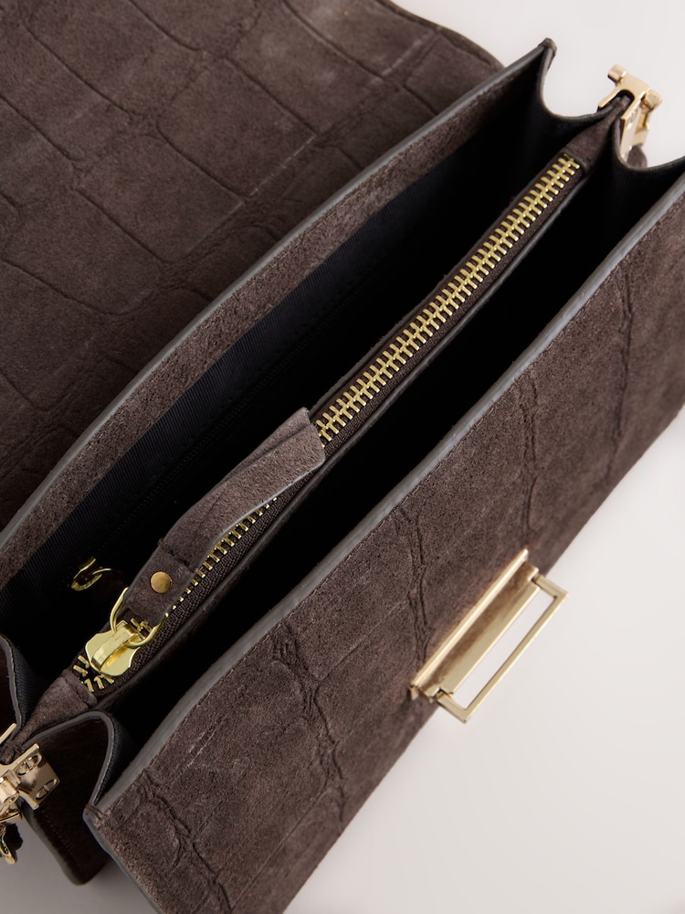 Chocolate Brown Leather Cross Body Bag - Image 5 of 5