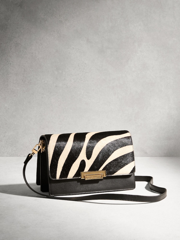 Zebra Leather Cross Body Bag - Image 1 of 5 Zebra Leather Cross Body Bag - Image 1 of 5