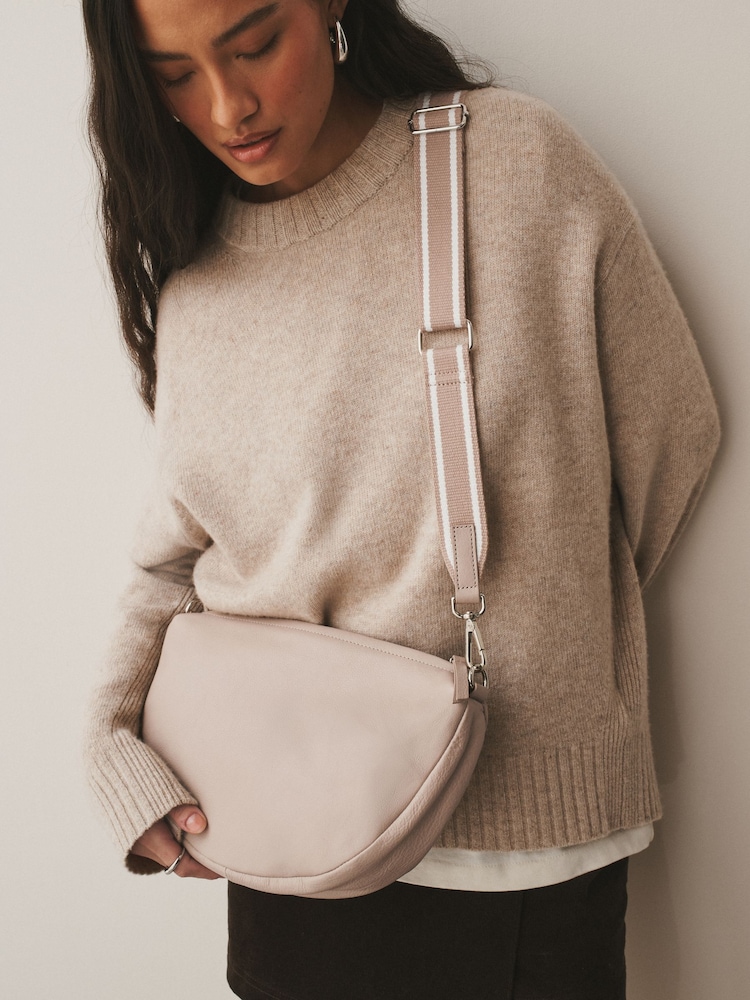 Mink Brown Leather Sling Cross-Body Bag - Image 1 of 9