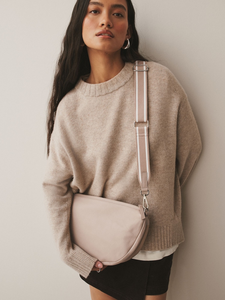 Mink Brown Leather Sling Cross-Body Bag - Image 2 of 9