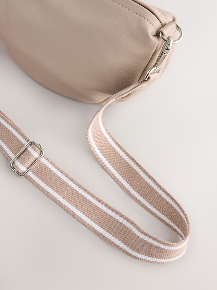 Mink Brown Leather Sling Cross-Body Bag - Image 9 of 9