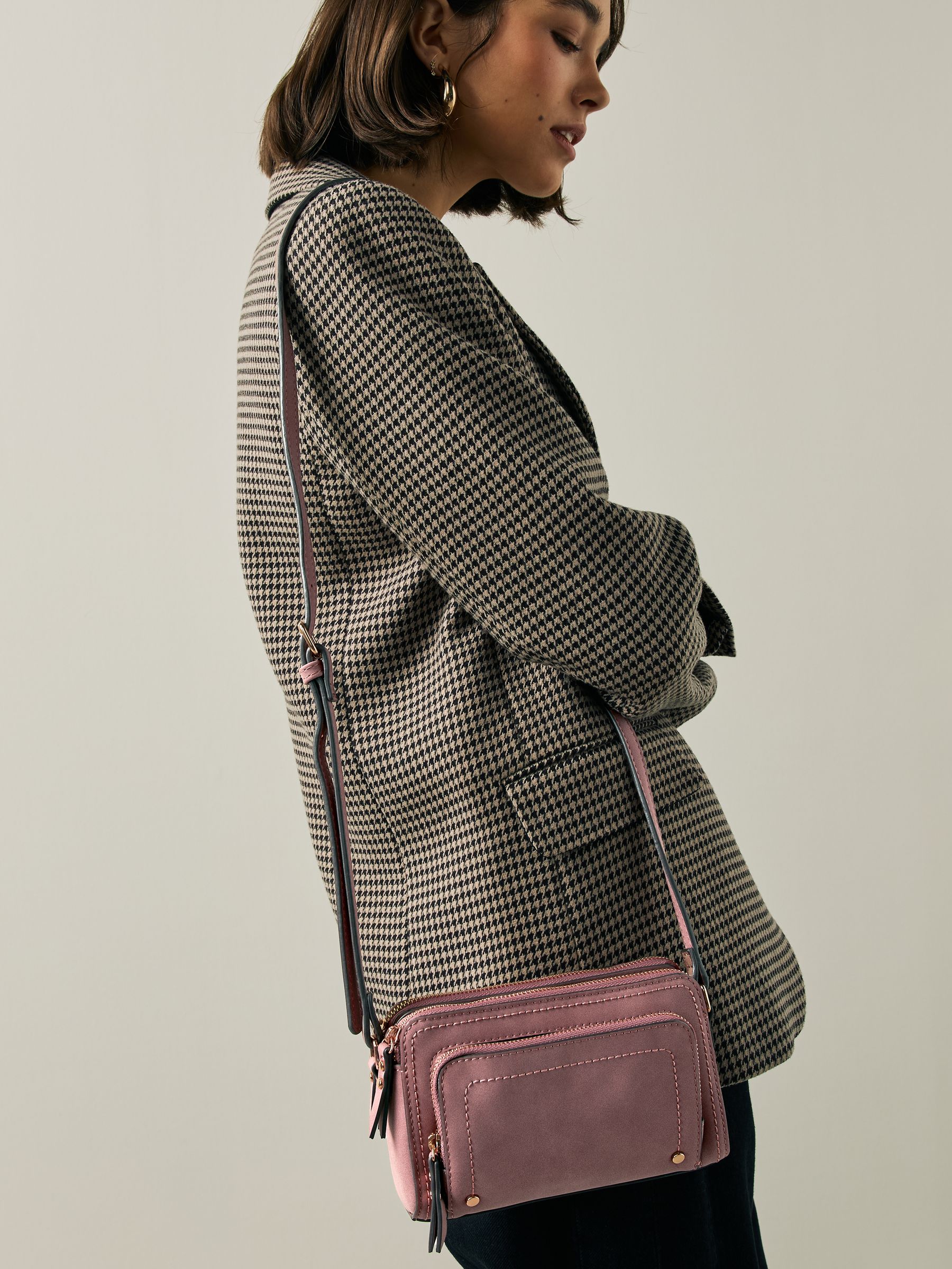 Buy Pink Double Zip Cross Body Bag from Next USA