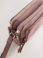 Pink Double Zip Cross-Body Faux Suede Bag - Image 4 of 5