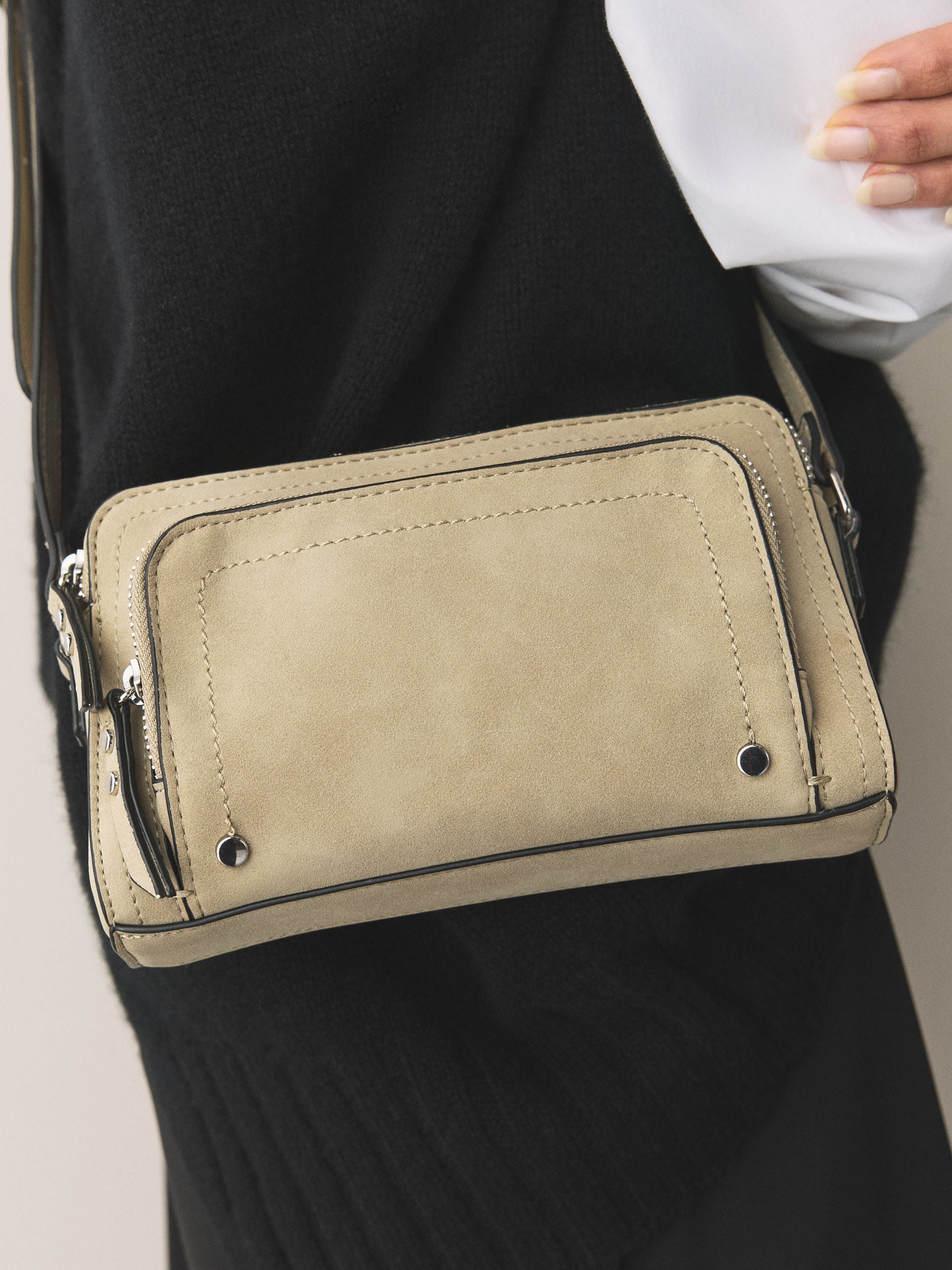 Buy Stone Double Zip Cross-Body Faux Suede Bag from Next China
