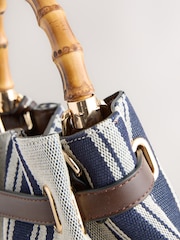 Navy Stripe Canvas Effect Cross-Body Bag - Image 10 of 11