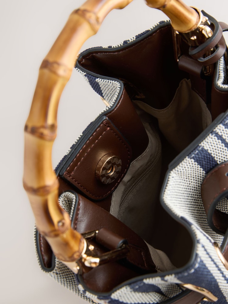 Navy Stripe Canvas Effect Cross-Body Bag - Image 11 of 11