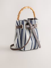 Navy Stripe Canvas Effect Cross-Body Bag - Image 5 of 11