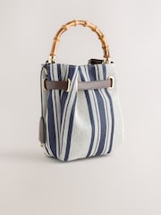 Navy Stripe Canvas Effect Cross-Body Bag - Image 6 of 11