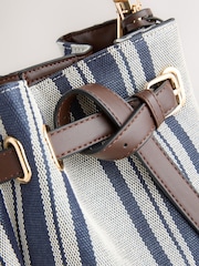 Navy Stripe Canvas Effect Cross-Body Bag - Image 7 of 11