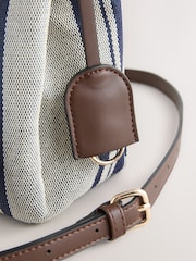 Navy Stripe Canvas Effect Cross-Body Bag - Image 8 of 11