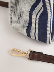Navy Stripe Canvas Effect Cross-Body Bag - Image 9 of 11