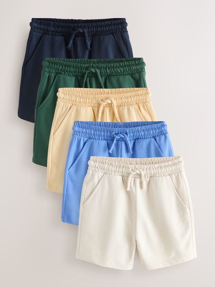 Blue/Yellow/ Navy Blue 5 Pack Jersey Shorts (3mths-7yrs) - Image 1 of 9