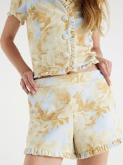 River Island Yellow Floral Frill Tailored Shorts - Image 4 of 4