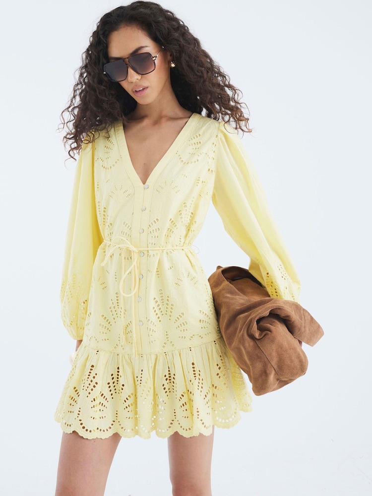 River Island Yellow Poplin Shirt Dress - Image 2 of 4 River Island Yellow Poplin Shirt Dress - Image 2 of 4