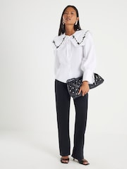 River Island White Petite Collar Trim Poplin Shirt - Image 3 of 4