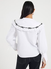 River Island White Petite Collar Trim Poplin Shirt - Image 4 of 4