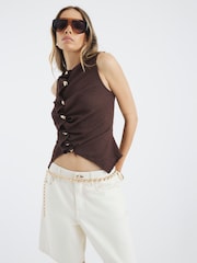 River Island Textured Button Front Top - Imagem 1 de 4