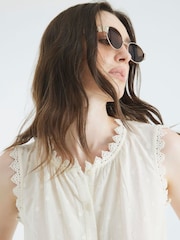 River Island Cream Broderie Trim Shirt Tops - Image 4 of 4