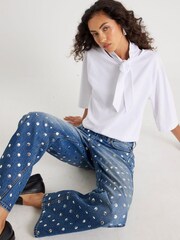 River Island White Scarf Neck T-Shirt - Image 1 of 4
