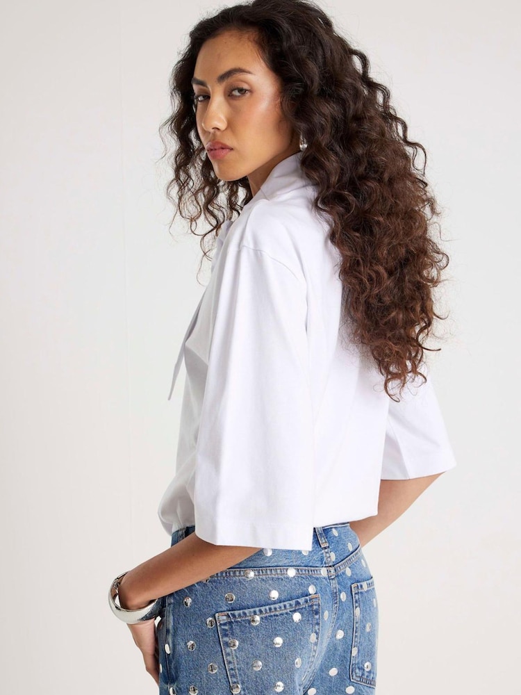 River Island White Scarf Neck T-Shirt - Image 2 of 4