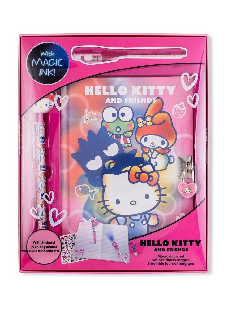 Peers Hardy Pink Hello Kitty Secret Diary With Magic Ink Pen + Topper Pen Stationery Set - Image 4 of 4