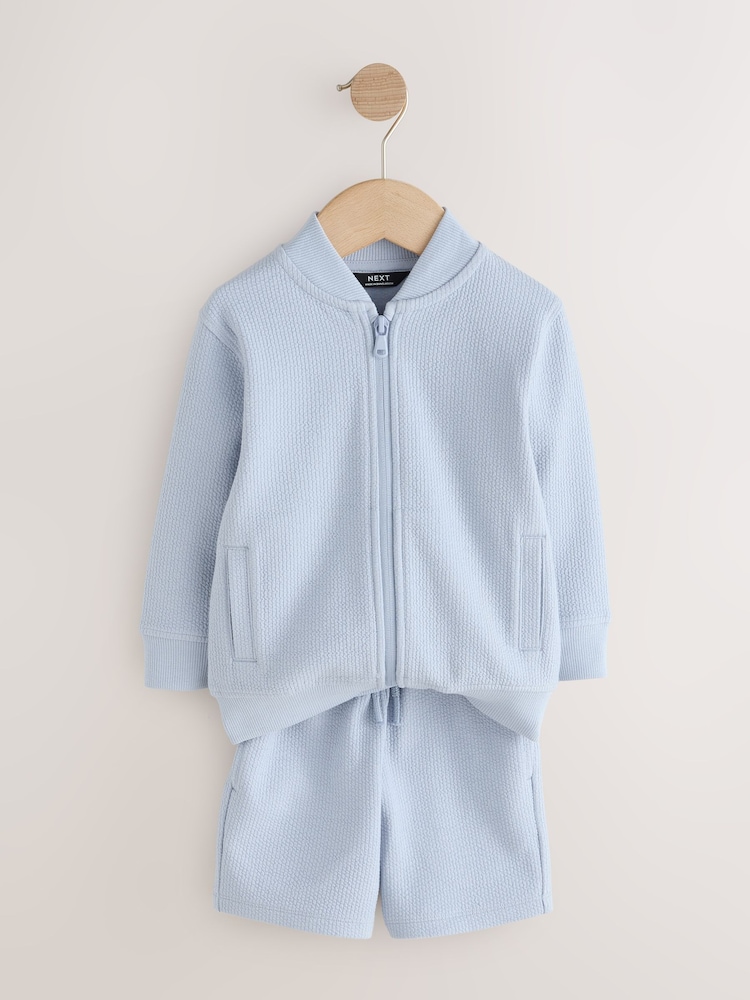 Blue Jersey Bomber and Shorts Set (3mths-7yrs) - Image 2 of 5 Blue Jersey Bomber and Shorts Set (3mths-7yrs) - Image 2 of 5