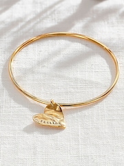 Personalised Fortune Heart Charm Bangle by Posh Totty Designs - Image 1 of 3