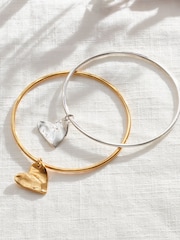 Personalised Fortune Heart Charm Bangle by Posh Totty Designs - Image 2 of 3