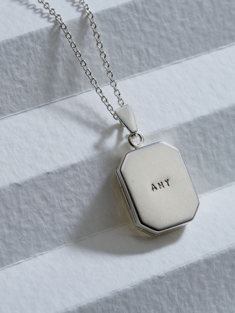 Personalised Rectangle Locket Necklace by Posh Totty Designs - Image 1 of 5