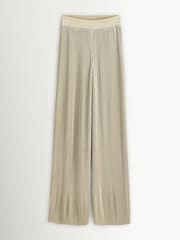 Joseph Cream Amber Pleated Satin Chambray Trousers - Image 1 of 1