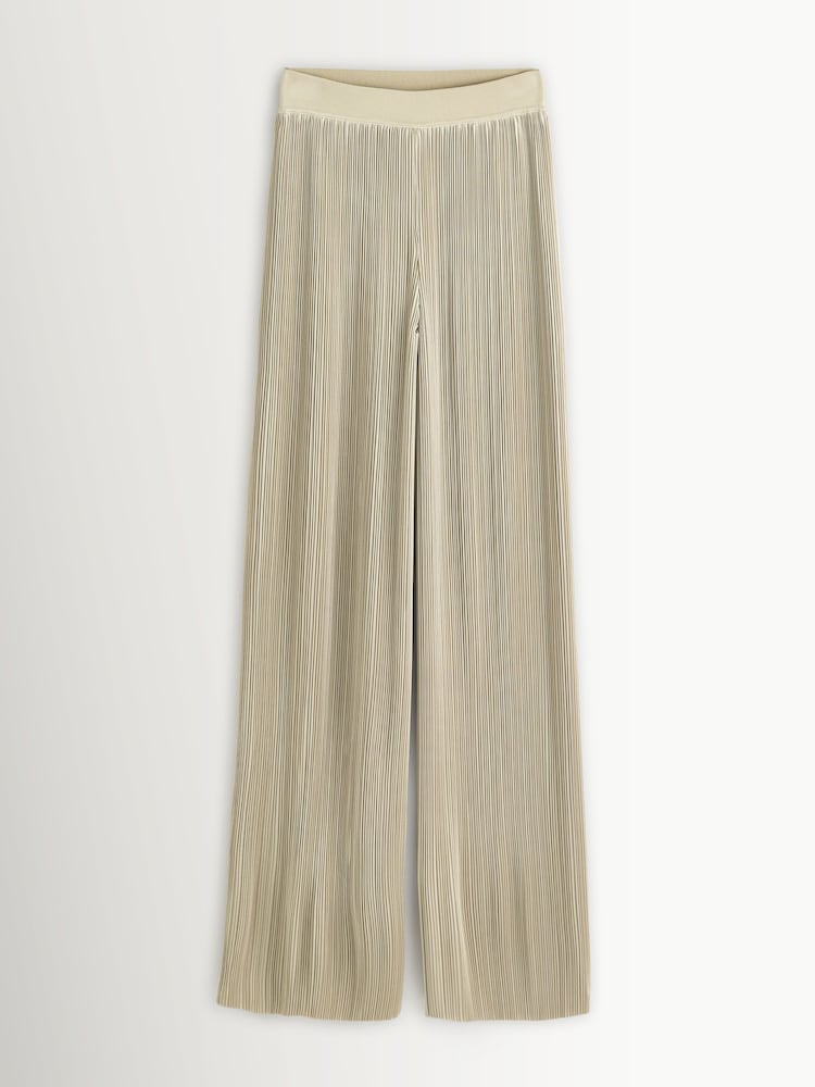 Joseph Cream Amber Pleated Satin Chambray Trousers - Image 1 of 1
