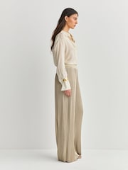 Joseph Cream Amber Pleated Satin Chambray Trousers - Image 3 of 8