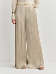 Joseph Cream Amber Pleated Satin Chambray Trousers - Image 6 of 8