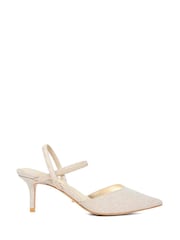 Dune London Gold Classical Elasticated Open Court Heels - Image 2 of 6