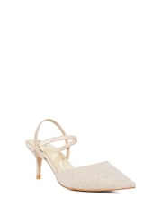 Dune London Gold Classical Elasticated Open Court Heels - Image 3 of 6