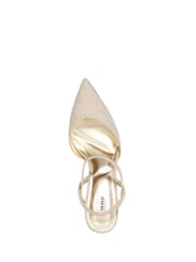 Dune London Gold Classical Elasticated Open Court Heels - Image 4 of 6