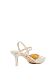 Dune London Gold Classical Elasticated Open Court Heels - Image 5 of 6
