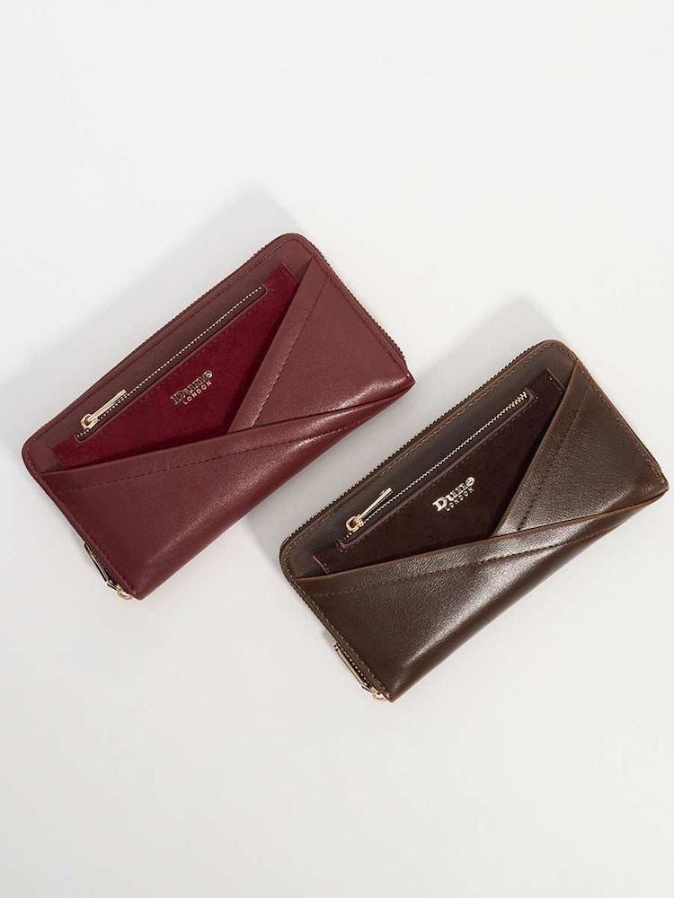 Dune London Red Kelbey Zip Around Long Purse - Image 1 of 5