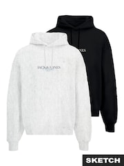 JACK & JONES Black 2 Pack Logo Hoodies - Image 1 of 3