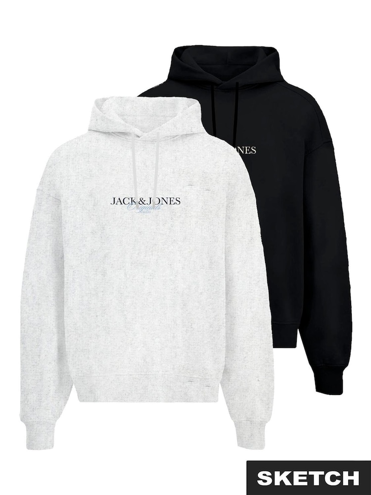 JACK & JONES Black 2 Pack Logo Hoodies - Image 1 of 3