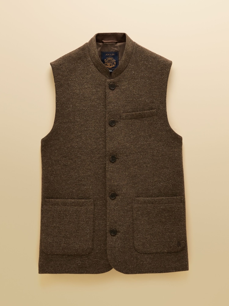 Joules Brown Tweed Gilet - Image 10 of 10