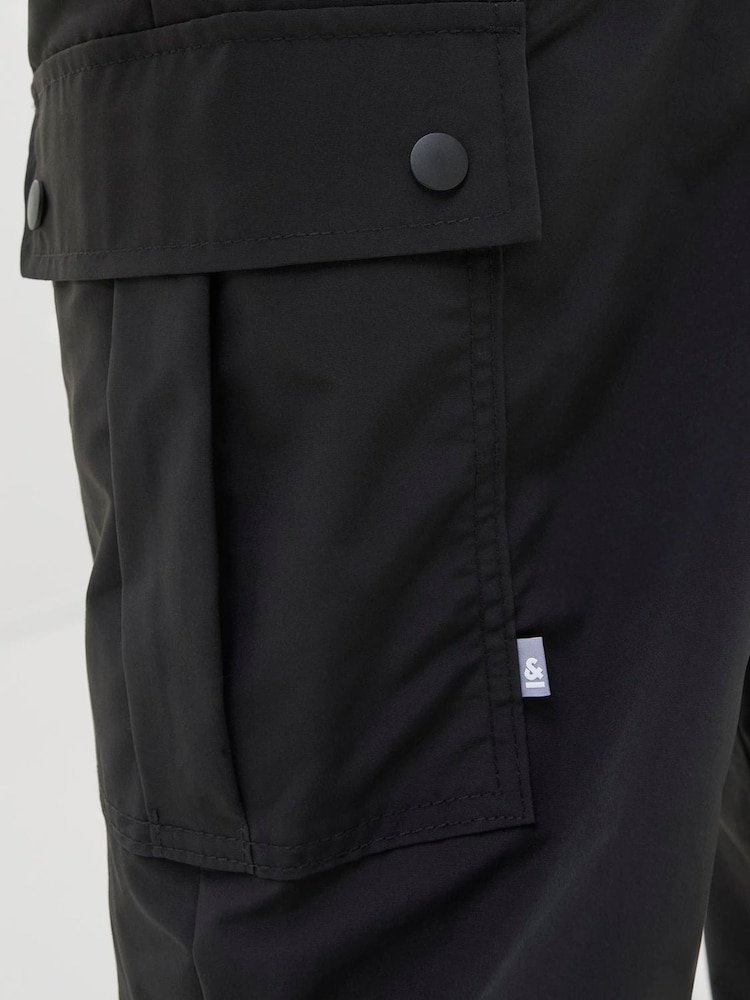 JACK & JONES Black Karl Loose Fit Tech Cargo Trousers - Image 5 of 5