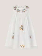 Monsoon Natural Baby Aria Floral Print Broderie Dress - Image 2 of 4