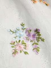 Monsoon Natural Baby Aria Floral Print Broderie Dress - Image 4 of 4