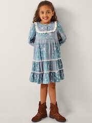 Monsoon Blue Paisley Lace Tiered Dress - Image 1 of 4