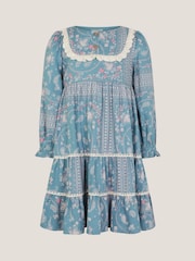 Monsoon Blue Paisley Lace Tiered Dress - Image 2 of 4