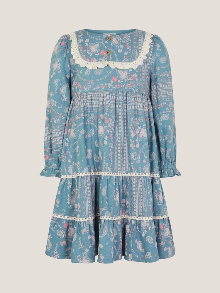 Monsoon Blue Paisley Lace Tiered Dress - Image 2 of 4