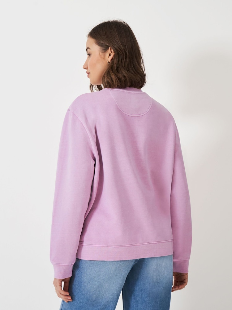 Crew Clothing Pink Pigment Dyed Crew Neck Sweatshirt - Image 2 of 5 Crew Clothing Pink Pigment Dyed Crew Neck Sweatshirt - Image 2 of 5