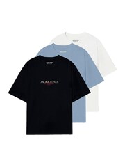 JACK & JONES Black 3 Pack Logo Short Sleeve T-Shirts - Image 1 of 4